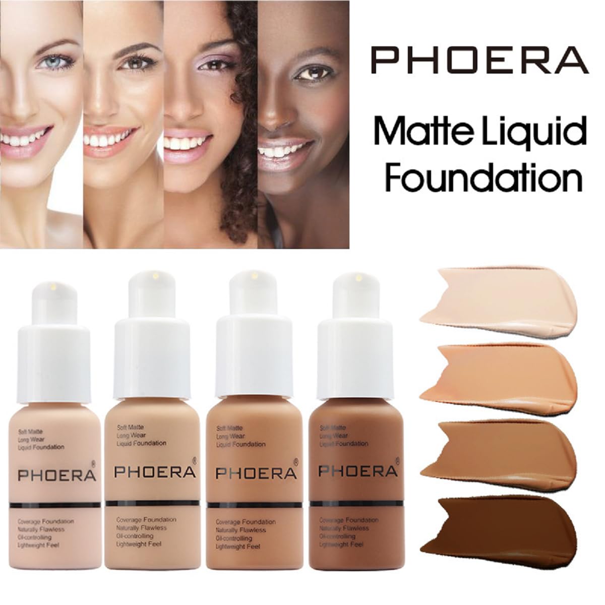 2Pack Phoera Foundation,Flawless Soft Matte Liquid Foundation Oil Control Concealer Waterproof 24 Hour Foundation Makeup? (109-M