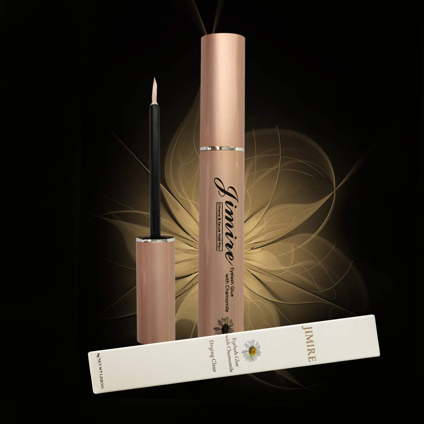 JIMIRE Eyelash Glue Clear | Secure Hold for False Eyelashes | Latex-Free Eyelash Adhesive with Chamomile Suitable for Sensitive