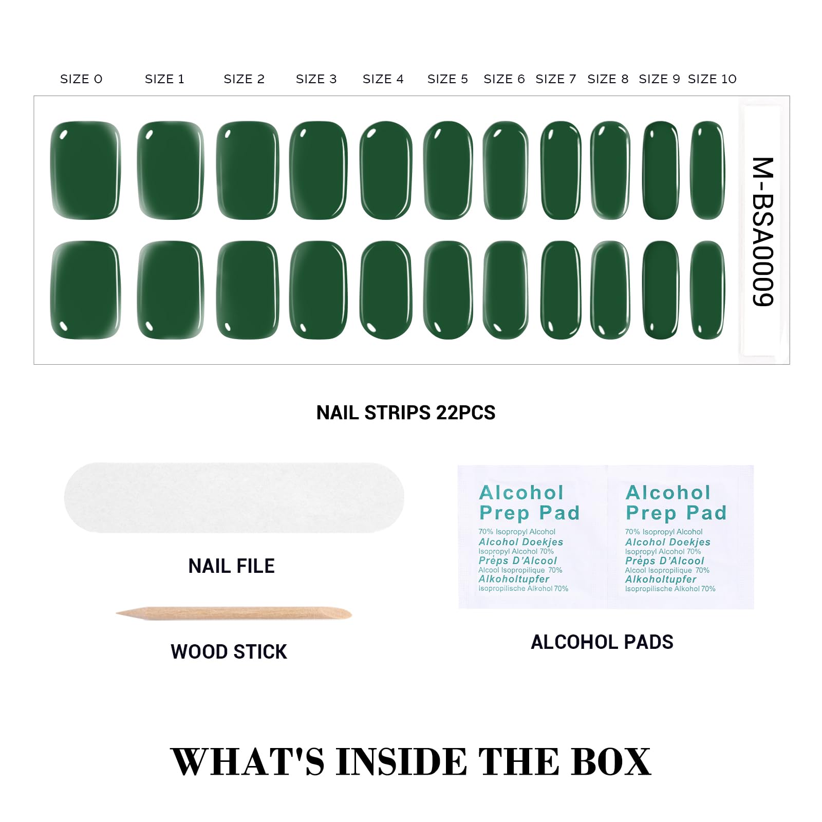 MelodySusie Qcoat Fully Cured Gel Nail Strips (Green) - UV Free Nail Polish Strips, Salon-Quality, Long Lasting Gel Nail Sticker