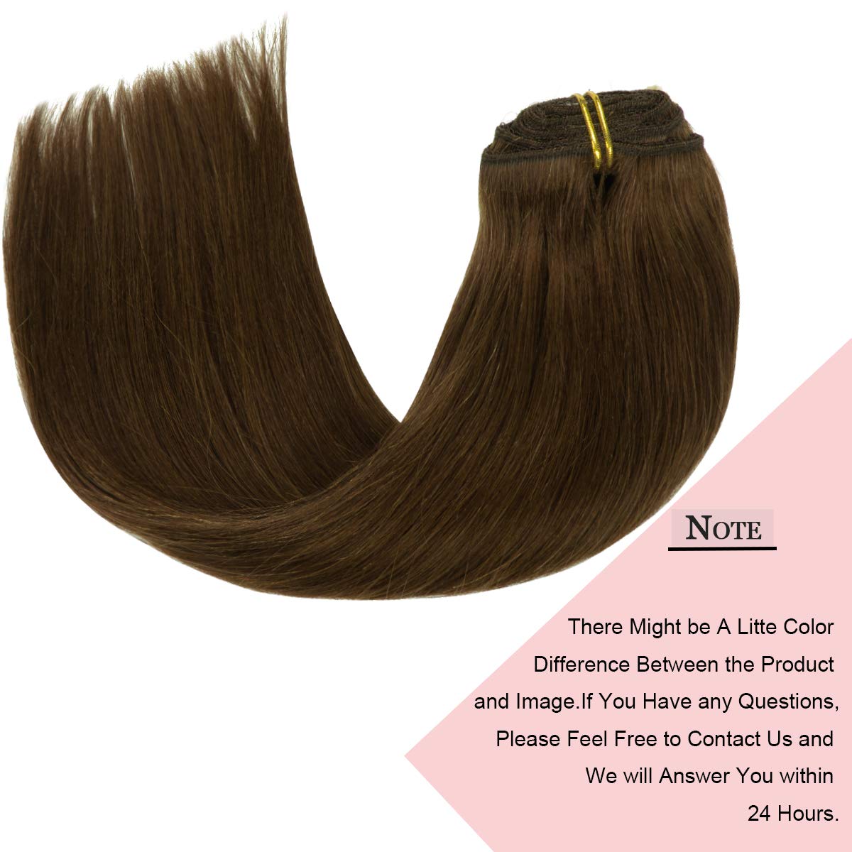 Loxxy Human Hair Extensions Clip In Chocolate Brown Real Human Hair Extensions 120G 7 Pieces Silky Straight Weft Full Head Clip
