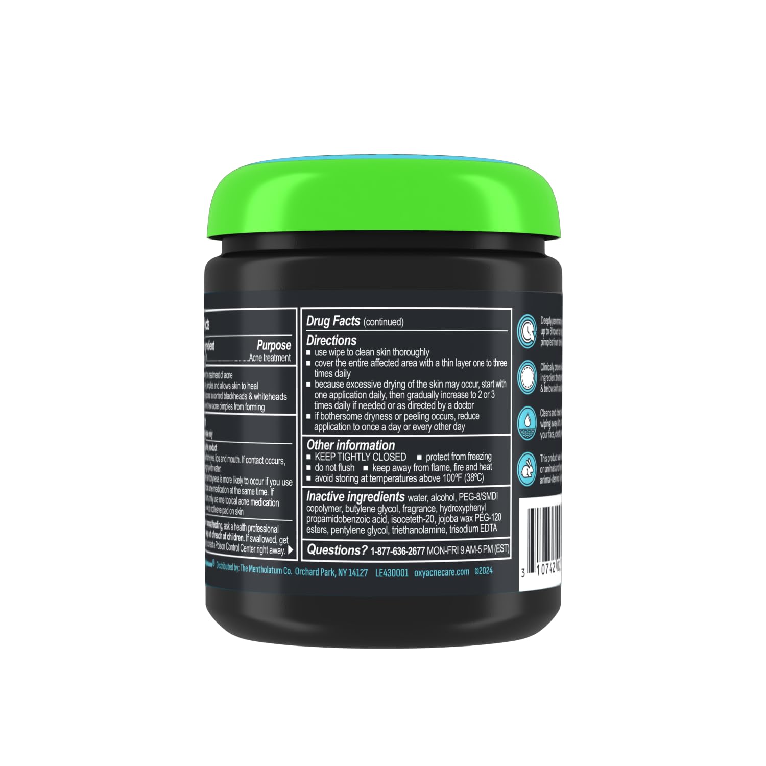 Oxy Deep Pore Acne Facial Cleansing Pads, Maximum Strength 2% Salicylic Acid Stubborn Acne Treatment, Fights Breakouts, Exfoliat