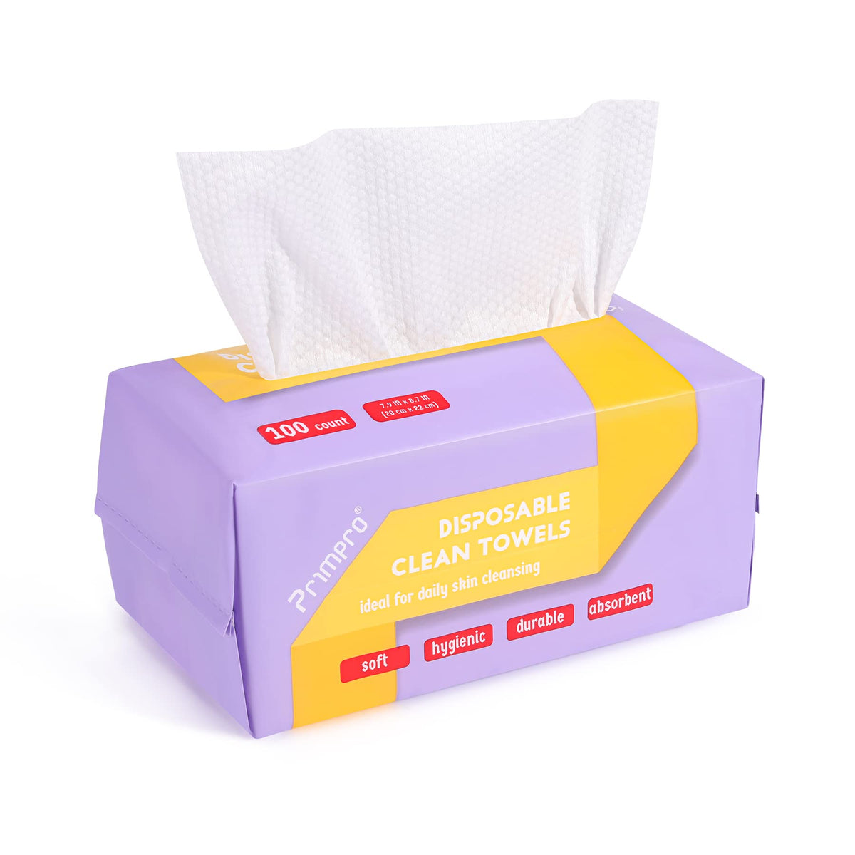 Primpro 100 Count Disposable Face Towels For Bathroom Guest Hand Washcloth Lint-Free Dry Wipes Biodegradable Facial Cleansing To
