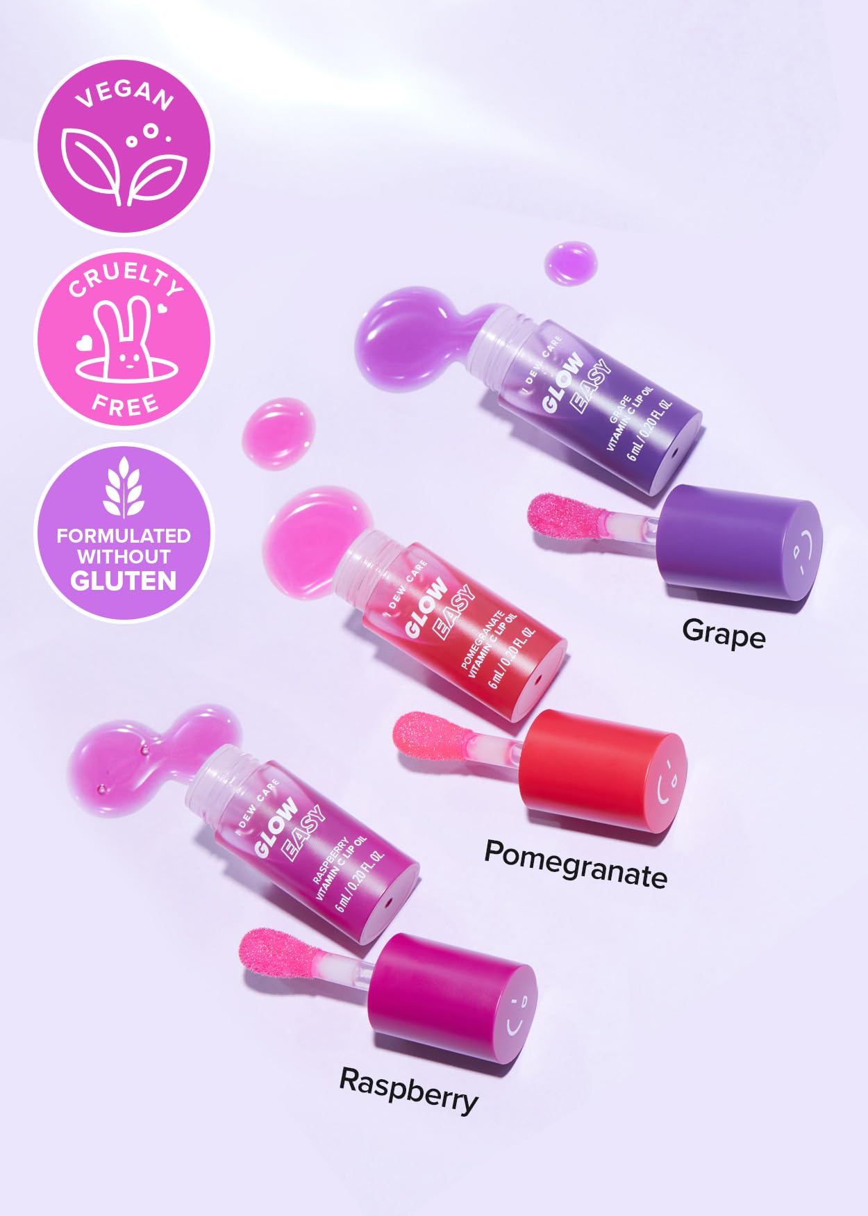 I Dew Care Korean Lip Oil - Glow Easy Pomegranate | Vitamin C Lip Oil, Pigmented Glossy Lip Oil, Hydrating, Korean Makeup, Tinte