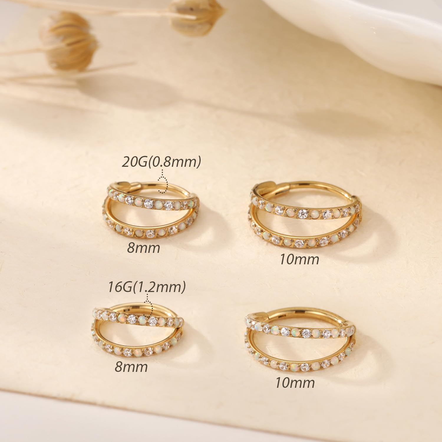 FUNLMO Double Septum Nose Ring 16G Helix Daith Cartilage Conch Lobe Piercing Jewelry Septum Jewelry Cartilage Earring Hoop Surgi