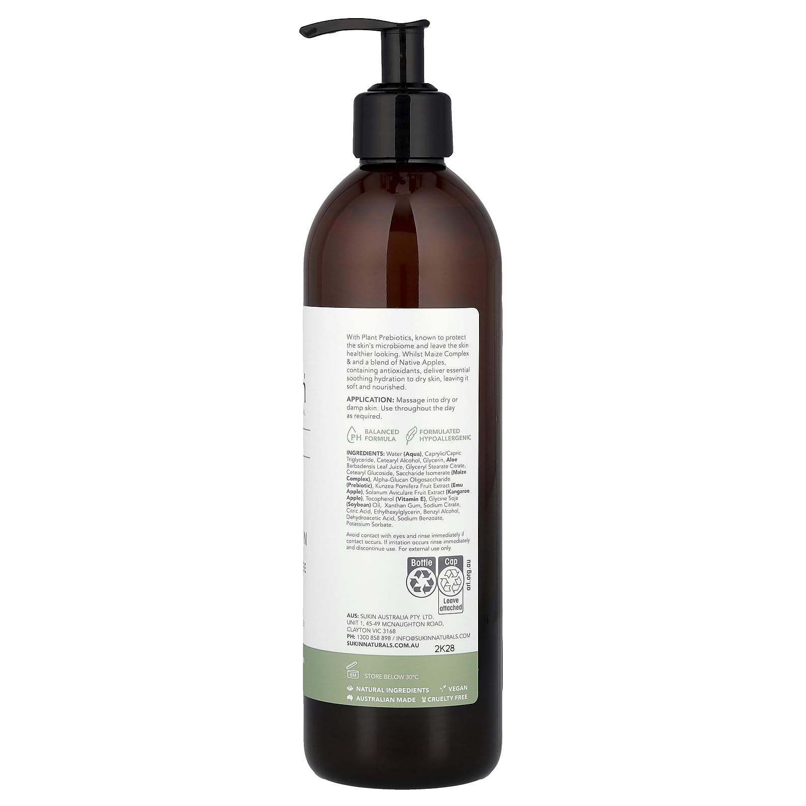 Sukin Skin Relief, Body Lotion, Sensitive, Distressed Skin, Fragrance Free, 16.91 fl oz (500 ml)