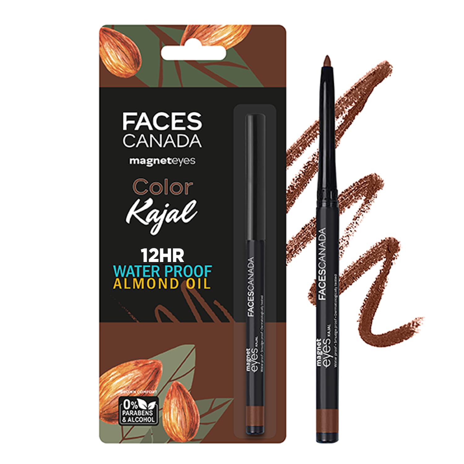 Facescanada Magneteyes Color Kajal - Brown Comfort 03, 0.30G | Highly Pigmented Kohl | 12 Hr Long Stay | Matte Finish | Single S