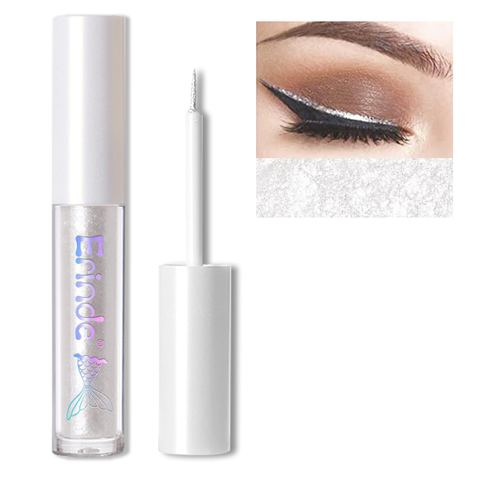 Erinde Liquid Glitter Eyeshadow Eyeliner, Metallic Shimmer Glitter Eyeshadow Liner, High Pigment Colored Eyeliner, Waterproof Lo