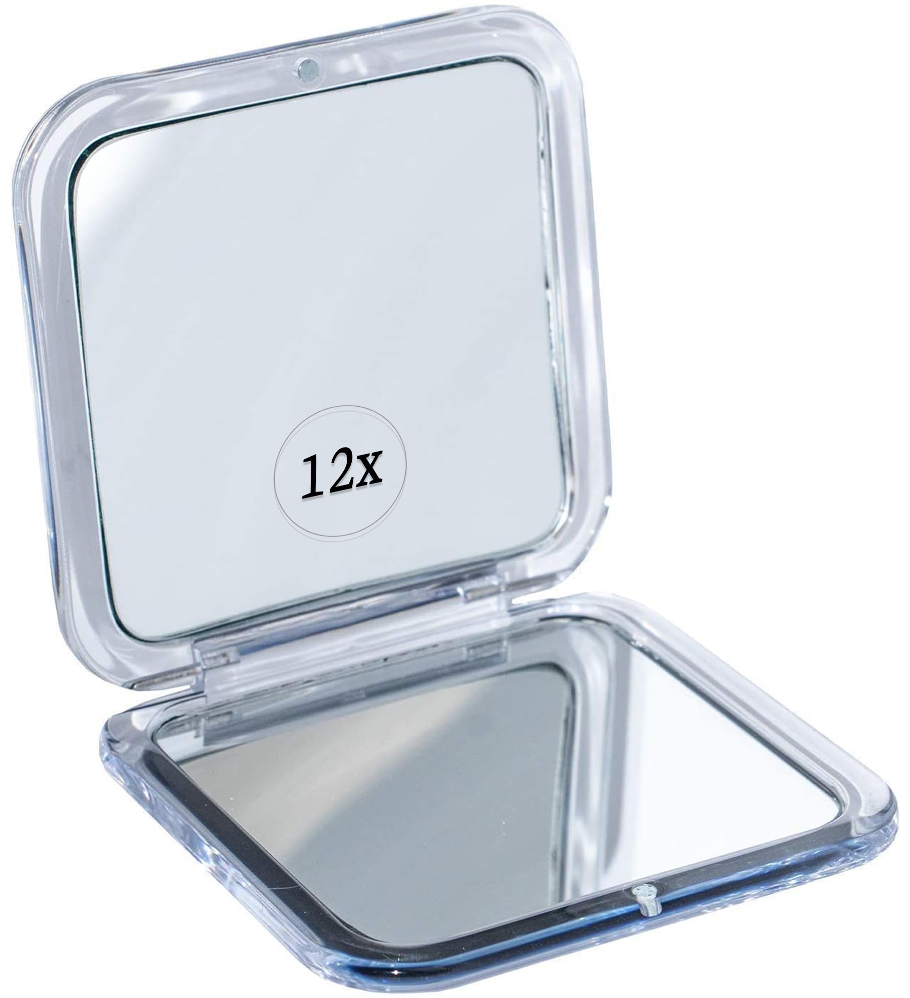 Mirrorvana Small Travel Makeup Mirror With 12X And 1X Magnification - Compact, Pocket-Size, Handheld - Magnified Compact Mirror