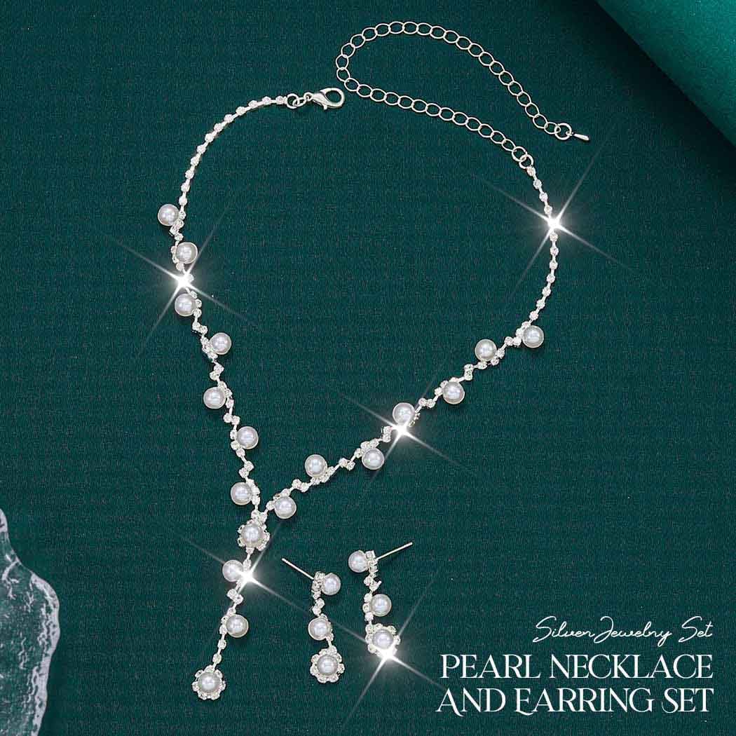 Unicra Silver Pearl Bridal Wedding Jewelry Set Rhinestone Necklace Earrings Bracelet Sets Formal Costume Jewelry for Women and B