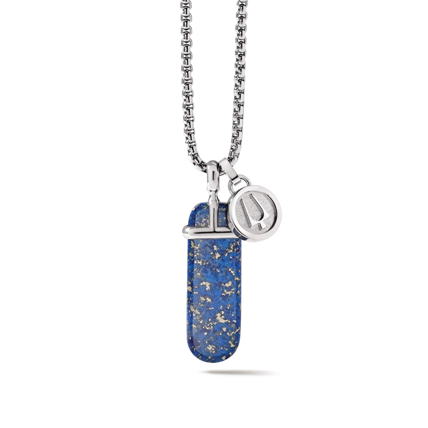 Bulova Men's Classic Round Box Link Chain Necklace with Polished Pendant