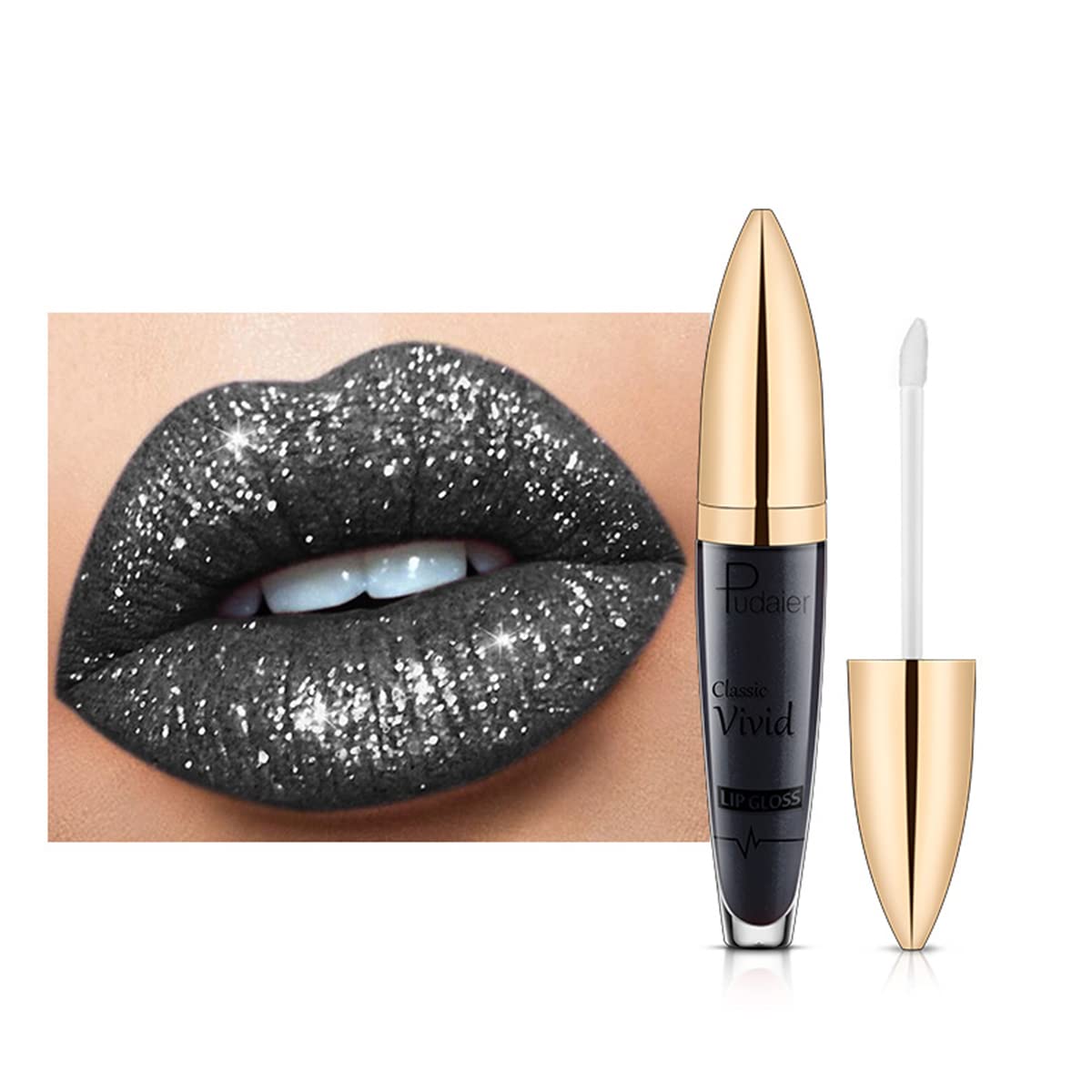 Easilydays Halloween Diamond Shiny Matte Lipstick, Gothic Glitter Liquid Lip Gloss, Sparkling High Pigment Waterproof Longlastin