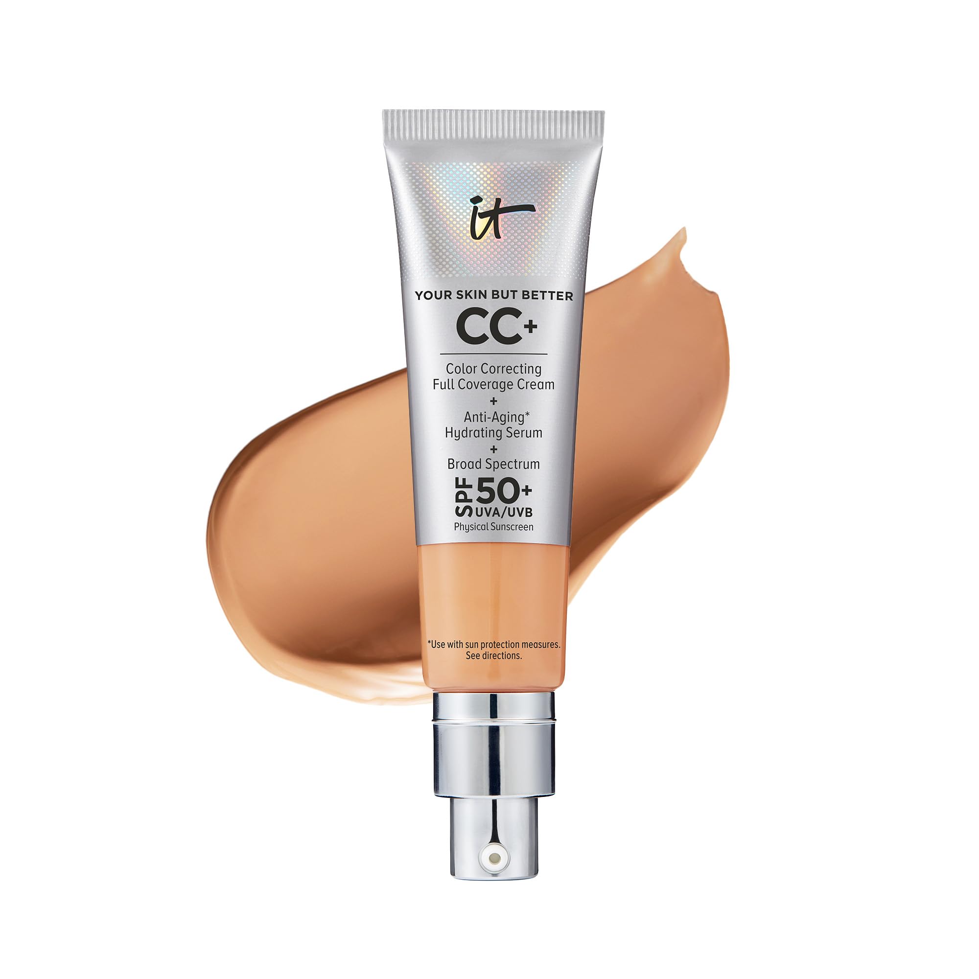 It Cosmetics Your Skin But Better Cc+ Cream, Neutral Tan - Color Correcting Cream, Full-Coverage Foundation, Hydrating Serum & S