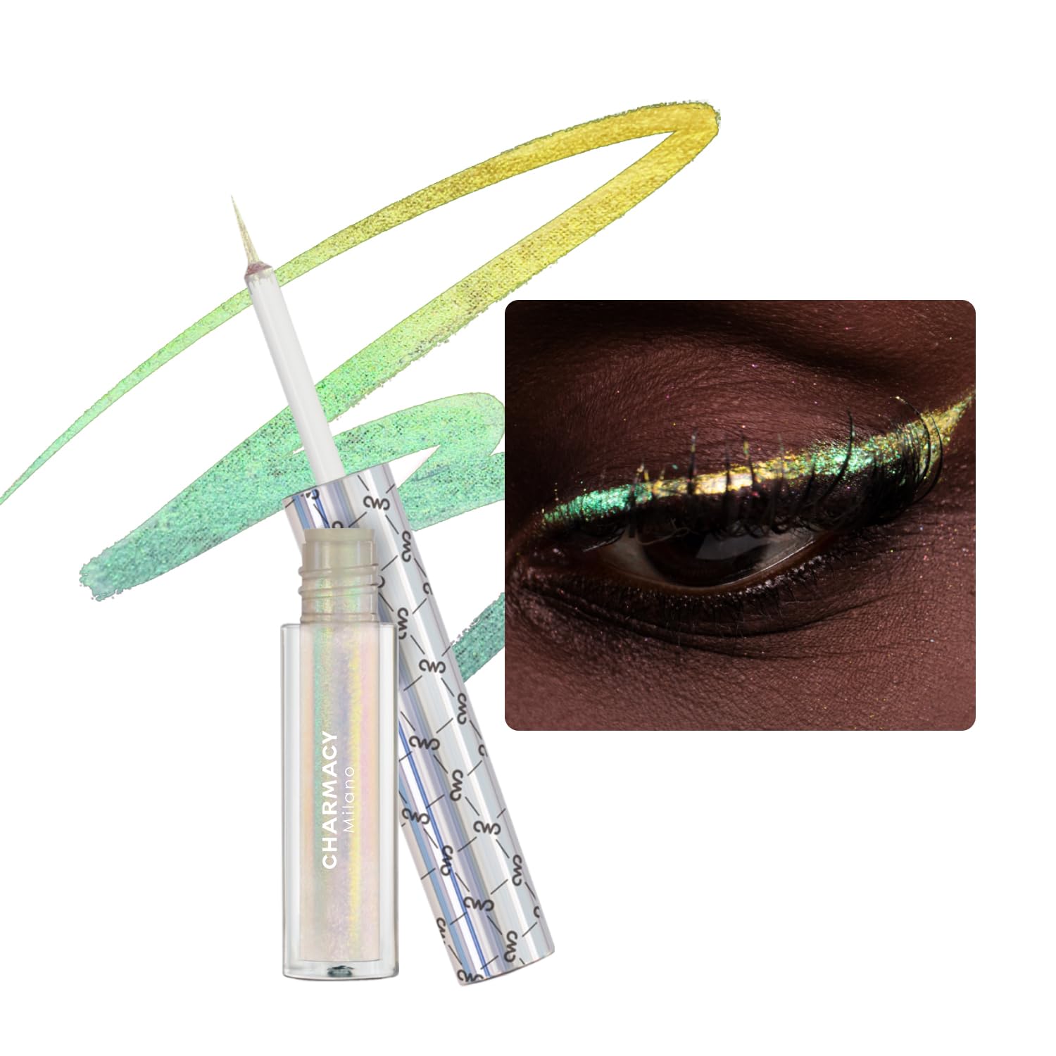 Charmacy Chameleon Liquid Eyeliner, Intense Shifting Colored Eyeliner, Waterproof Eyeliner Liquid Gold Glitter Eyeliner, High Pi