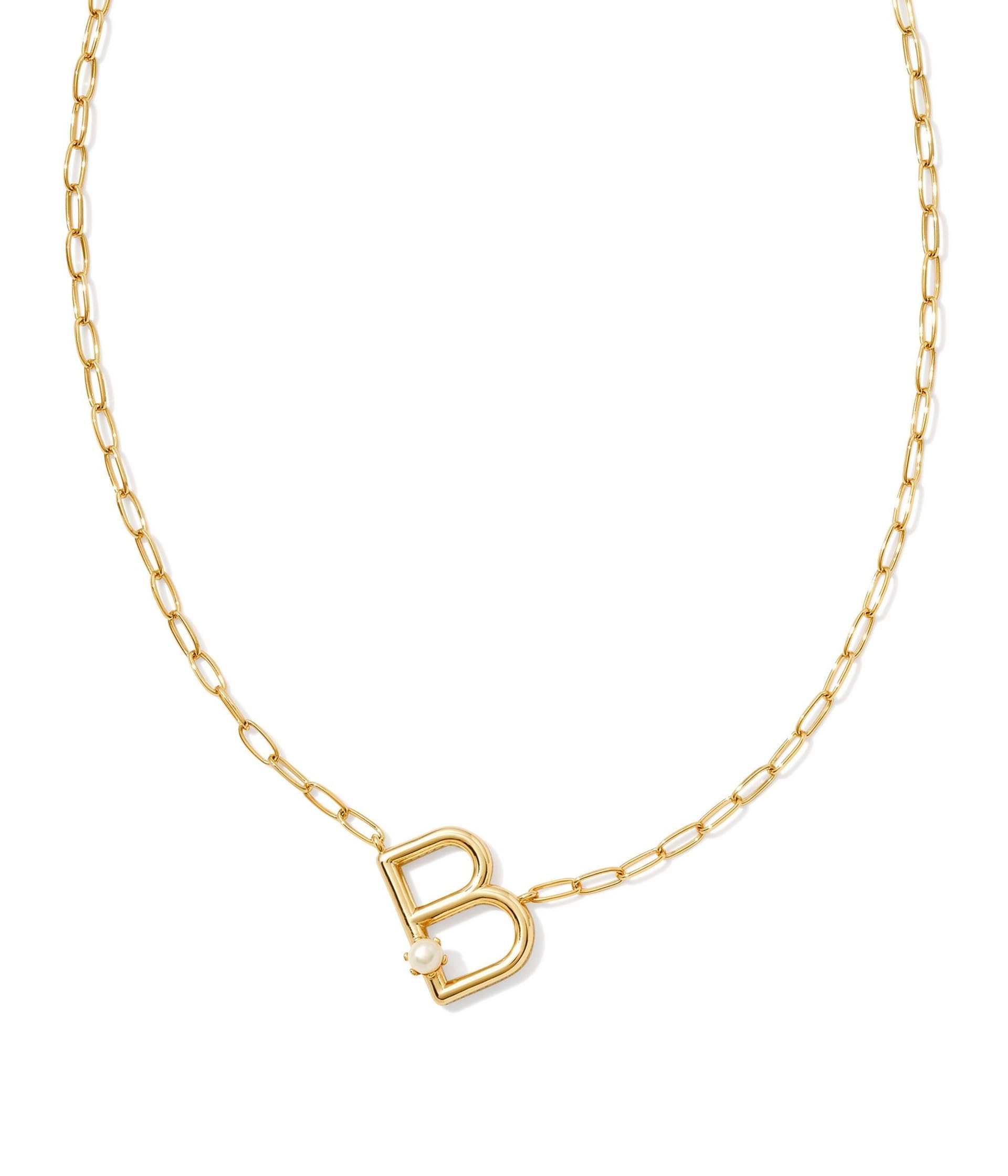 Kendra Scott Womens Pearl Letter B Short Pendant Necklace Gold White Pearl One Size