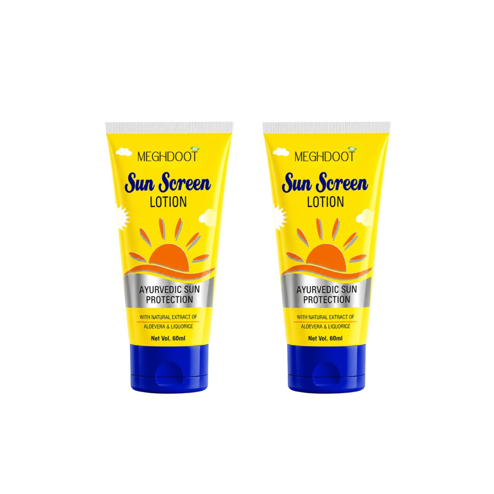 Meghdoot Ayurvedic Sunscreen Lotion SPF 15+ with Aloe Vera & Liquorice Natural Herbal Sun Protection Lotion for Moisturizing Nou