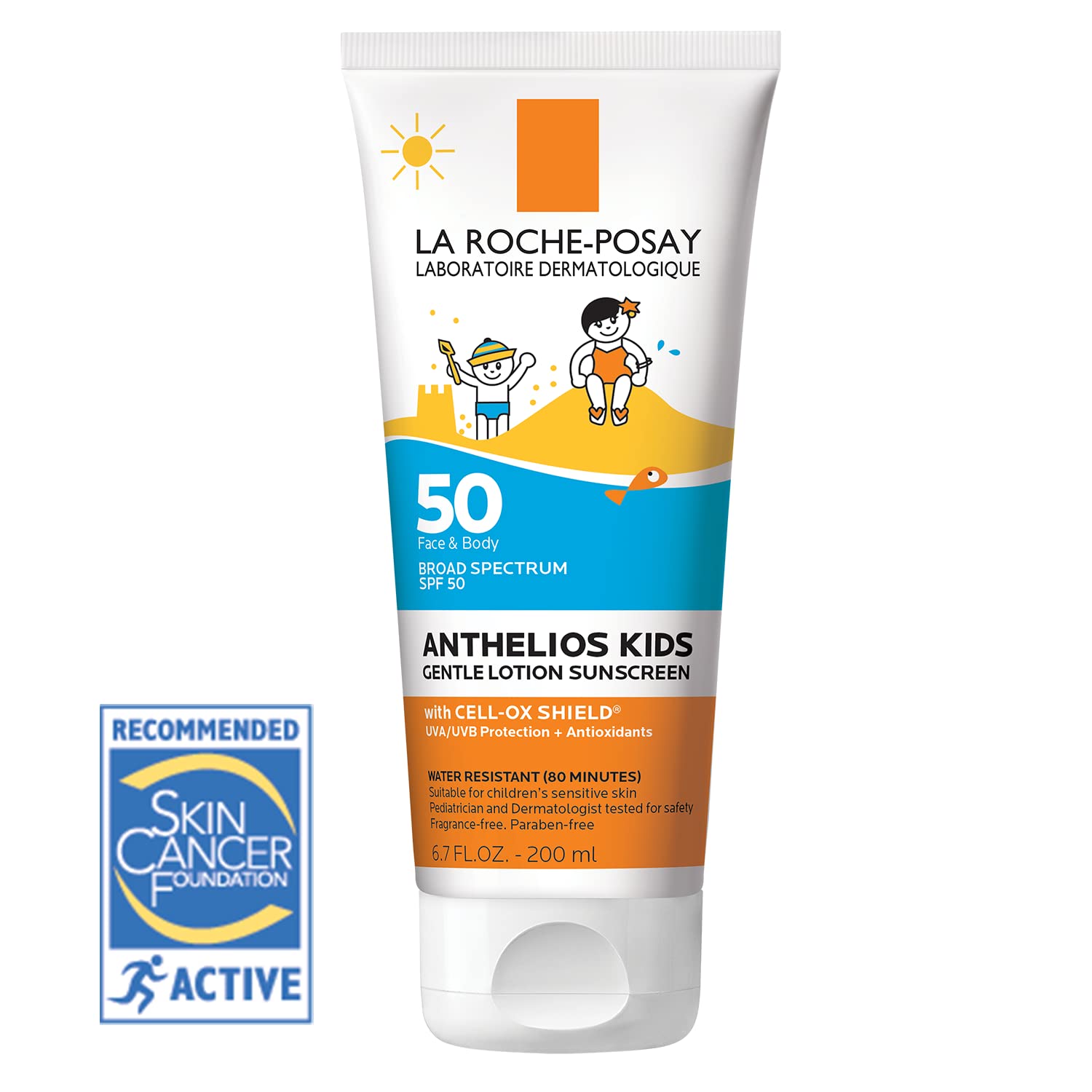 La Roche Posay Anthelios Kids Gentle Lotion Sunscreen Spf 50, Kids Sunscreen For Face And Body, Oxybenzone Free, Pediatrician An
