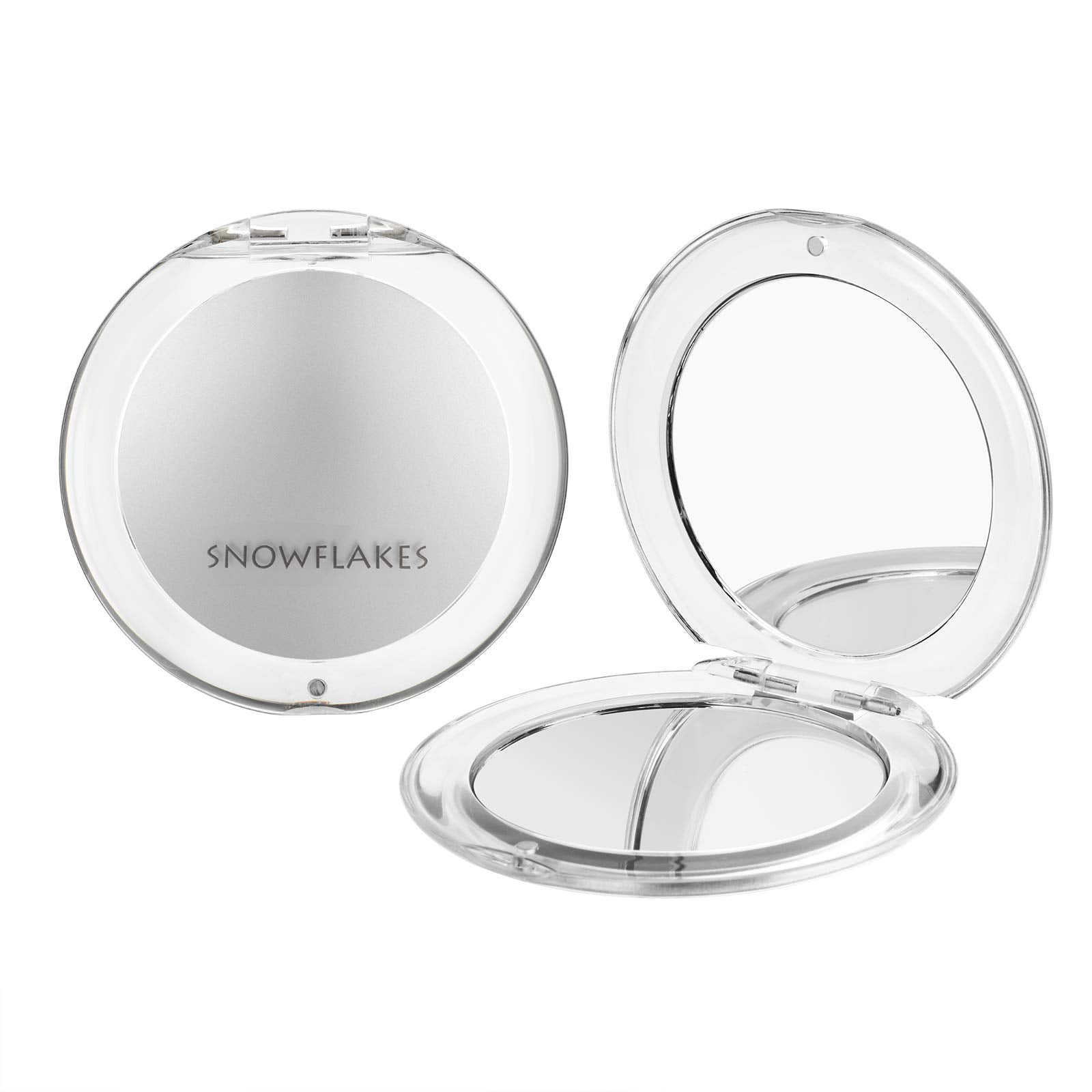 Magnifying Compact Mirror - Snowflakes Pocket Small Travel Hand Mirror, Double Sided 1X/10X Magnification Handheld Portable Mirr