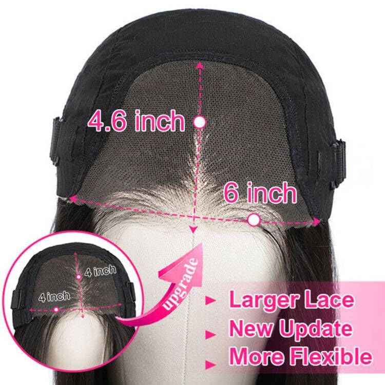Domiso 26 Inch Kinky Straight Wear And Go Glueless Wigs Human Hair Pre Plucked Pre Cut 6X4.6 Hd Lace Yaki Straight Lace Front Wi
