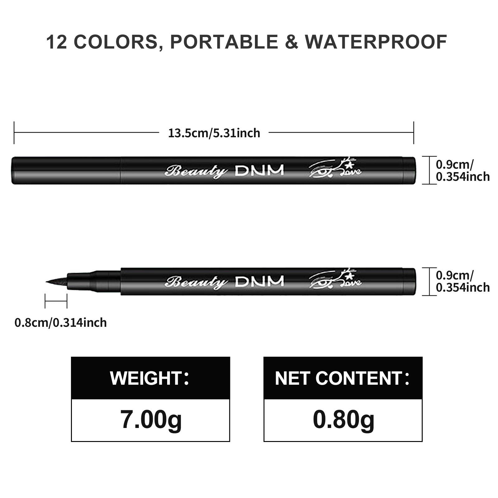 LOKFAR Matte Liquid Eyeliner Set - 12 Colors, Waterproof, Smudge-Proof, 0.03 Ounce, Neon Color A