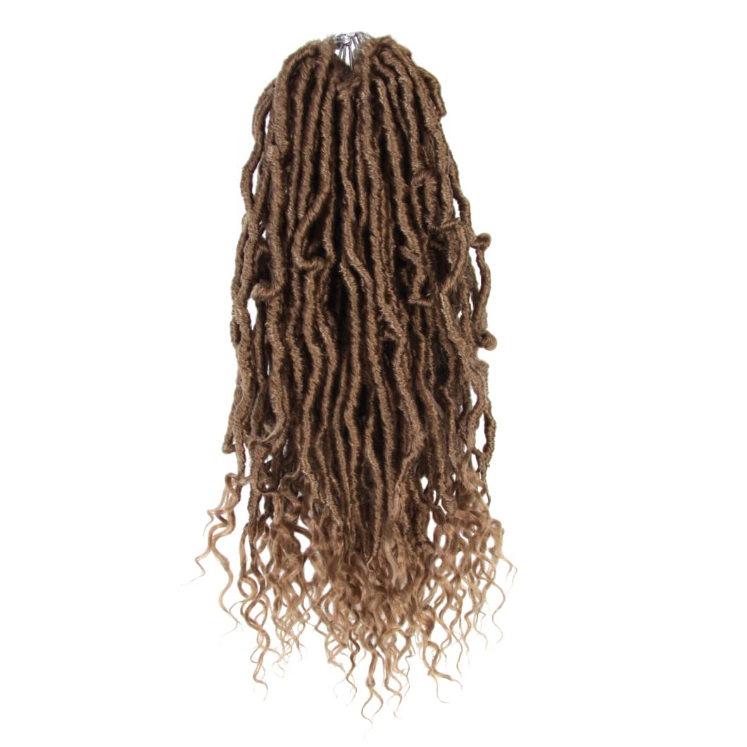 BOHOBABE 14 Inch New Faux Locs With Curly End 6 Packs Soft Locs Crochet Hair Short Natural Crochet Braids (6Packs,27#)