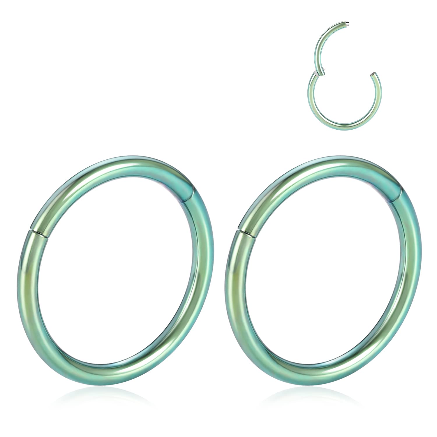 GAGABODY 16g Nose Ring Hoop Earrings Green Nose Hoops 16 Gauge Lip Rings Septum Hoop Seamless Septum Clicker 8mm Septum Ring Car