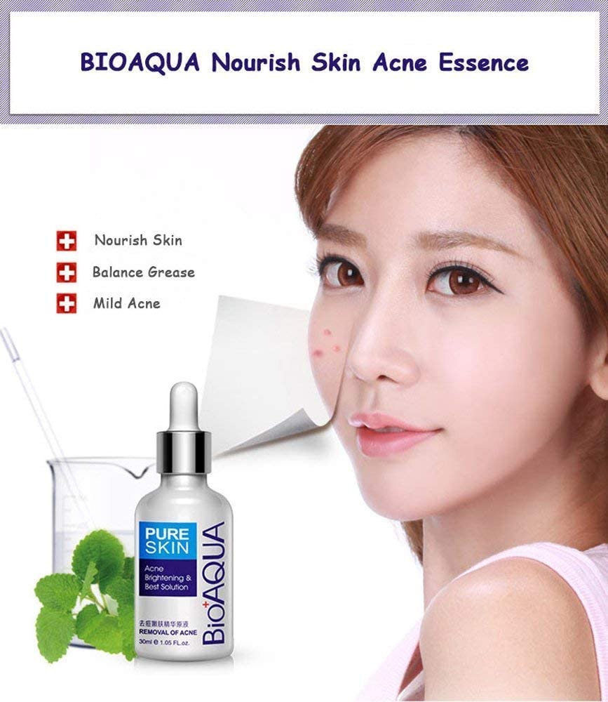 BIOAQUA Face Acne Treatment Scar Removal Spots Pimples Moisturizing Essential Oil 30ml