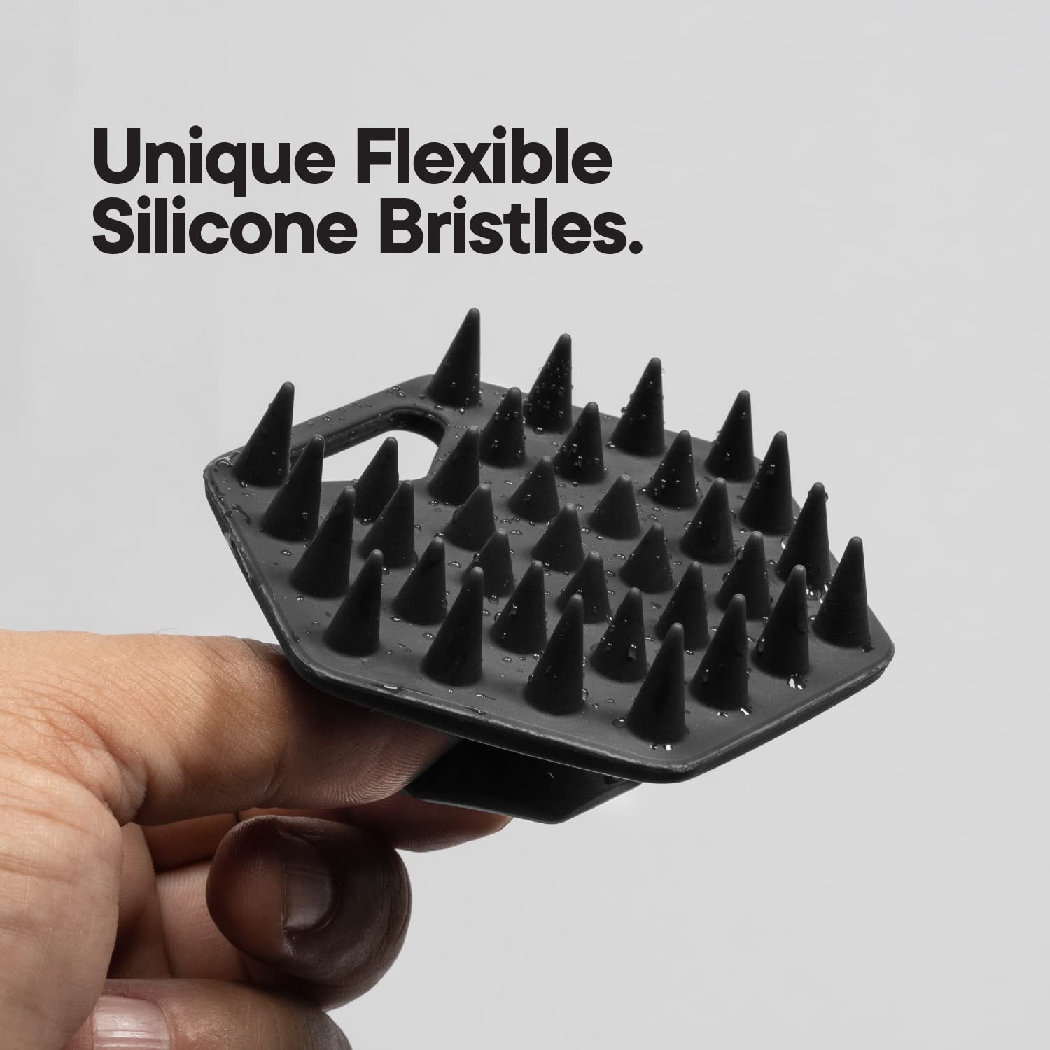 Tooletries - Silicone Beard Brush & Exfoliator For Men - Deep Cleans Pores - Soft-Touch Shower Accessory With Hook - Charcoal