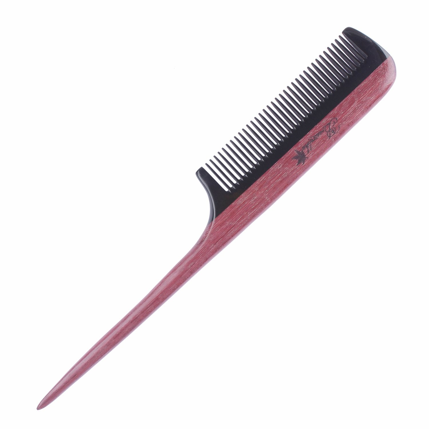 Breezelike Hair Combs - Fine Tooth Wooden Tail Comb - No Static Purpleheart Wood Comb with Black Buffalo Horn Teeth