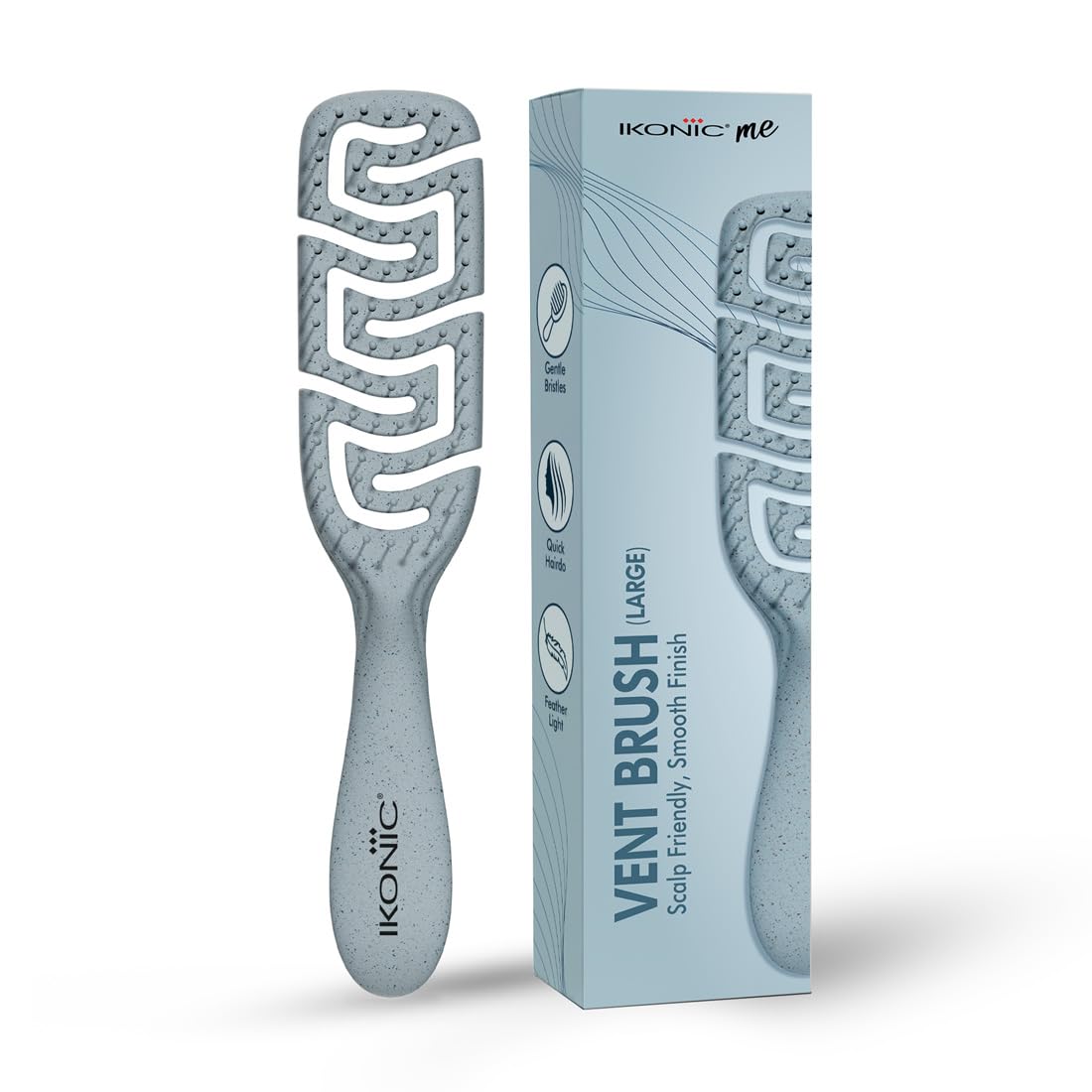 Ikonic Me Large Vent Hair Brush Ikm2120  EcoConscious, Flexible Ion Bristles For AntiStatic, Smooth Glide; Rounded Tips For 
