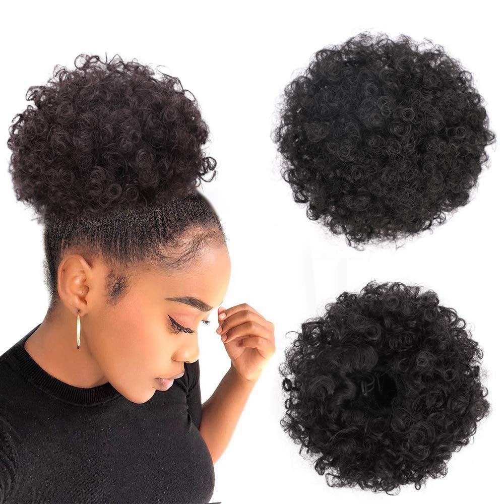 Yinmei Baibian Afro Puff Drawstring Ponytail Kinky Curly Bun Hair Synthetic Short Extensions Hairpieces Updo Hair For Black Wome