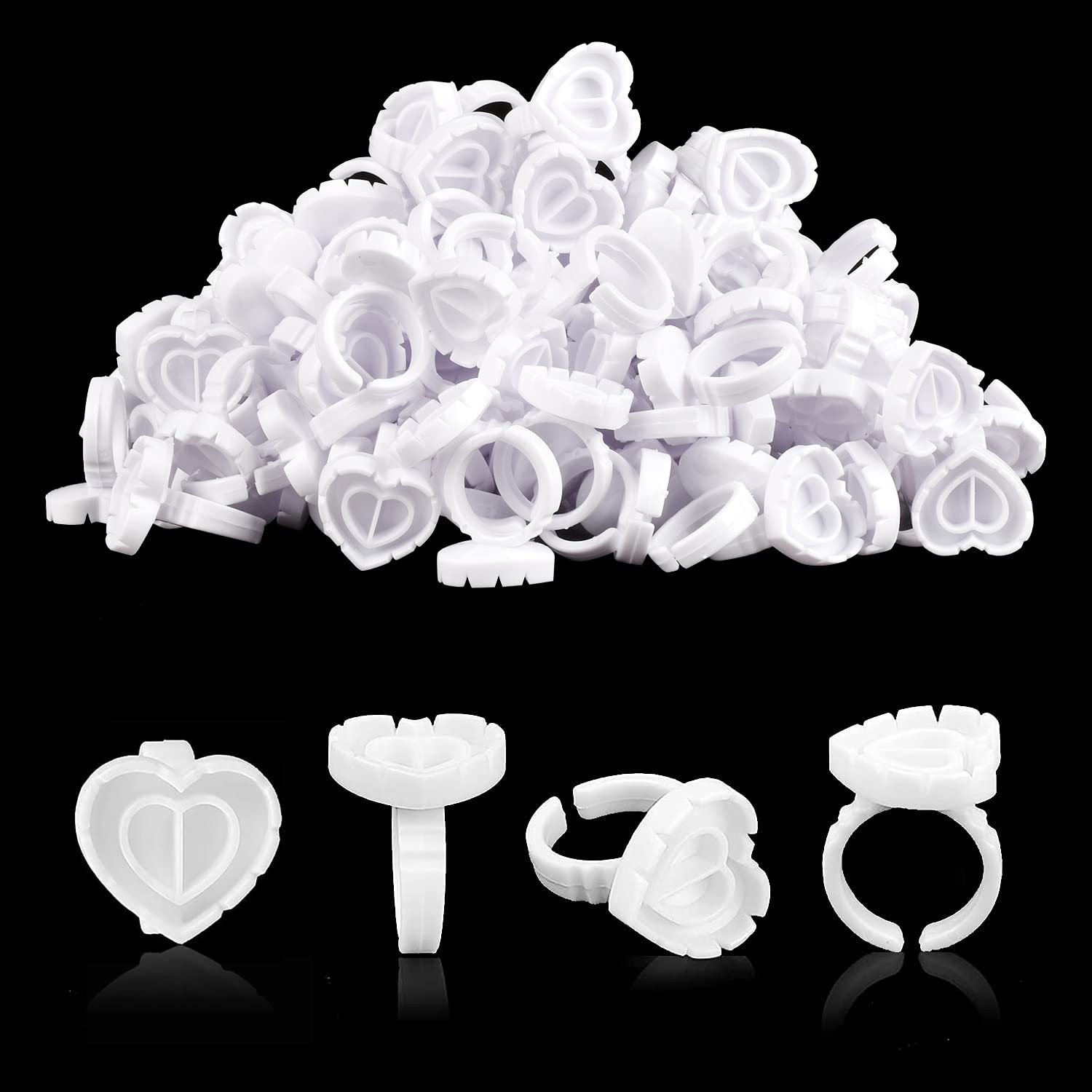 NXJ INFILILA Glue Rings, 100PCS Glue Rings for Eyelash Extensions, Disposable Lash Glue Rings for Eyelash Extension Supplies, He
