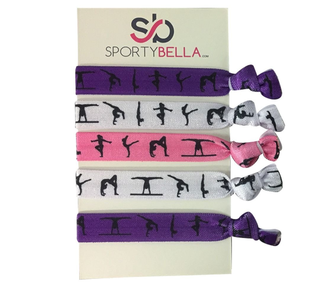 SportyBella Hair Ties & Ponytail Holders for Gymnastics - Girls Hair Accessories, No Crease Elastics, Gift for Gymnasts & Coache