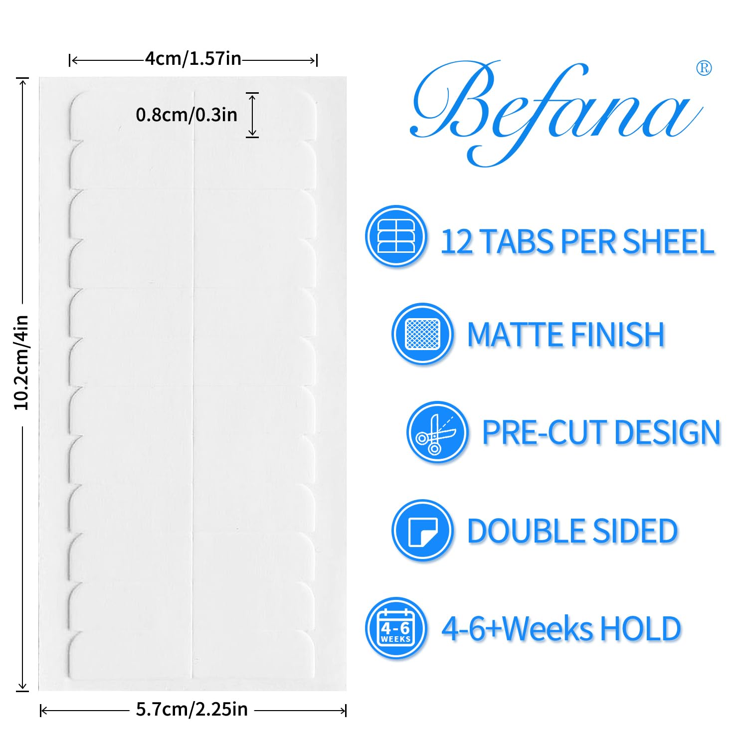 Befana 60 Pieces Hair Extension Tape,Double Sided Replacement Tape For Tape In Hair Extensions 4Cm * 0. 8Cm White