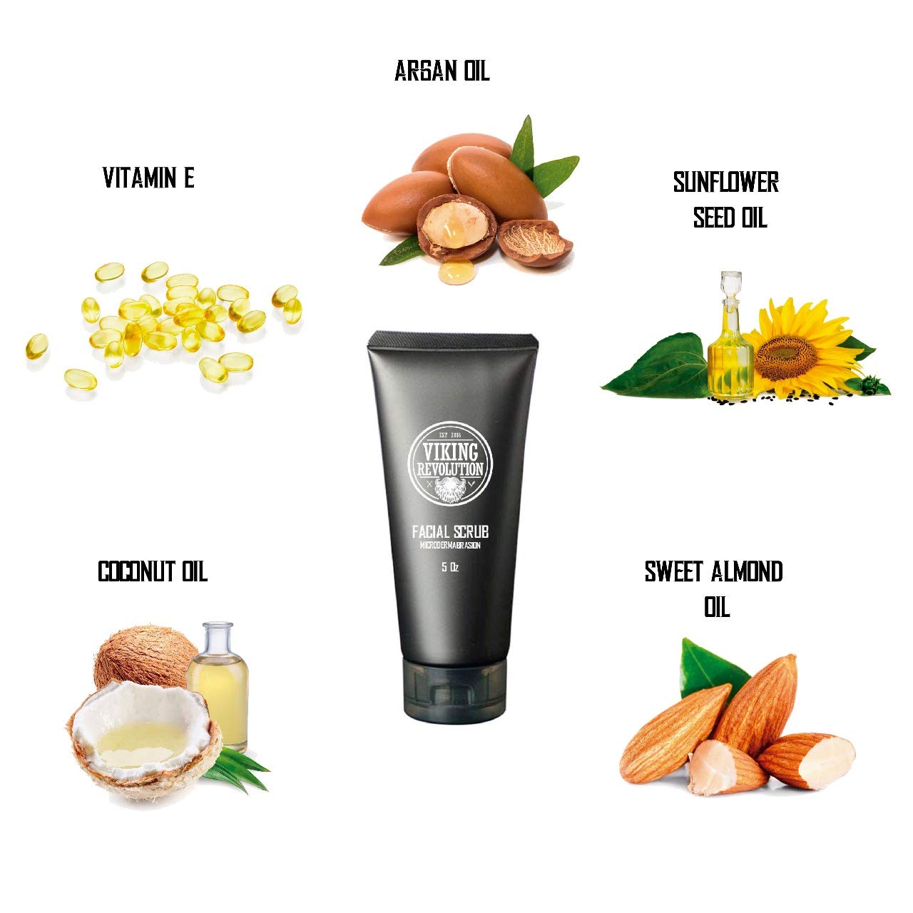 Viking Revolution Microdermabrasion Face Scrub for Men - Facial cleanser for Skin Exfoliating, Deep cleansing, Removing Blackhea