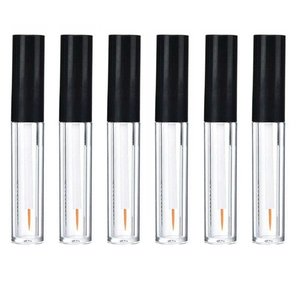 6PCS 0.06oz Empty Upscale Plastic Eyeliner Vials Tube Bottle Refillable Eyelash Growth Liquid Container Clear Mascara Bottle wit