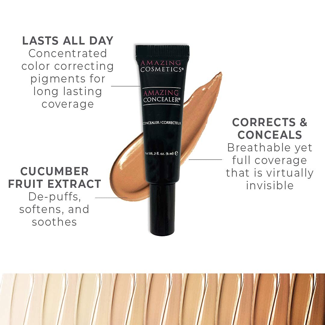 Amazing Cosmetics Amazing Concealer, Full Coverage Long Wear Concealer Makeup For Undereye Dark Circles, Acne, Blemishes And Spo
