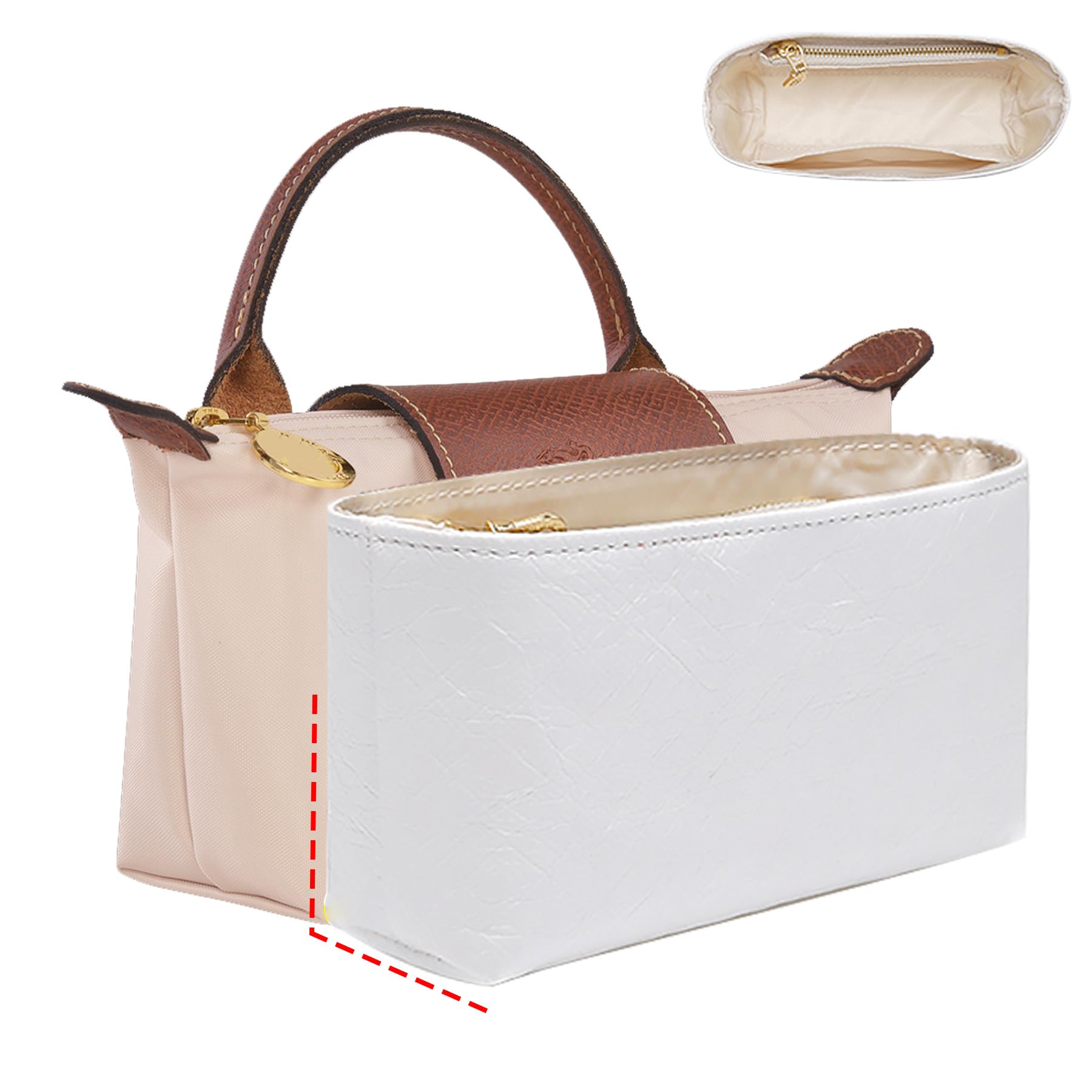 Doxo Mini Purse Organizer Insert for Longchamp-Le Pliage Original/Green Pouch, Lightweight Waterproof DupontPaper Mini Long Cham