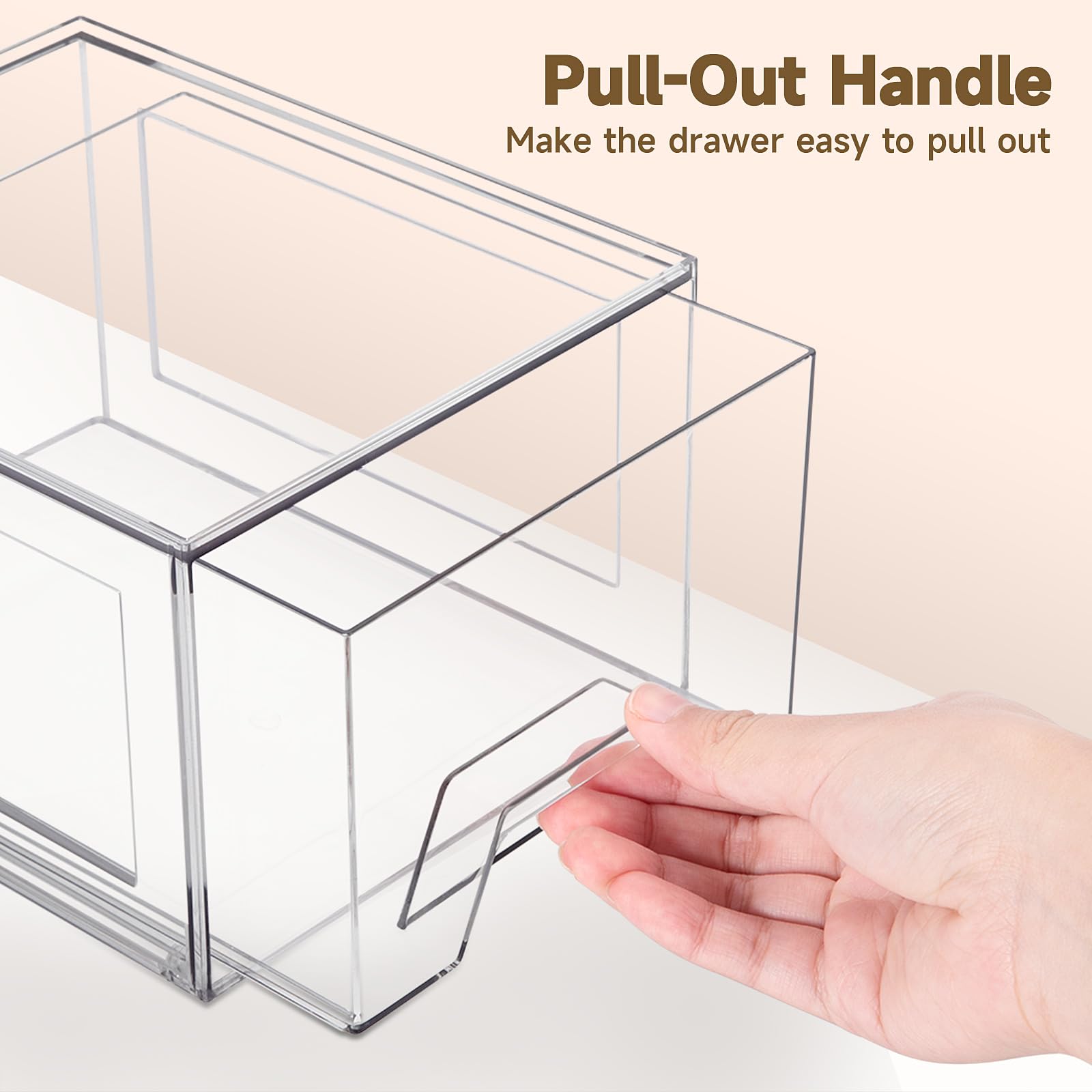 Damomo 2 Pack Stackable Organizer Drawers, Clear Bathroom Makeup Organizer And Storage, Acrylic Plastic Organizers Bins For Vani