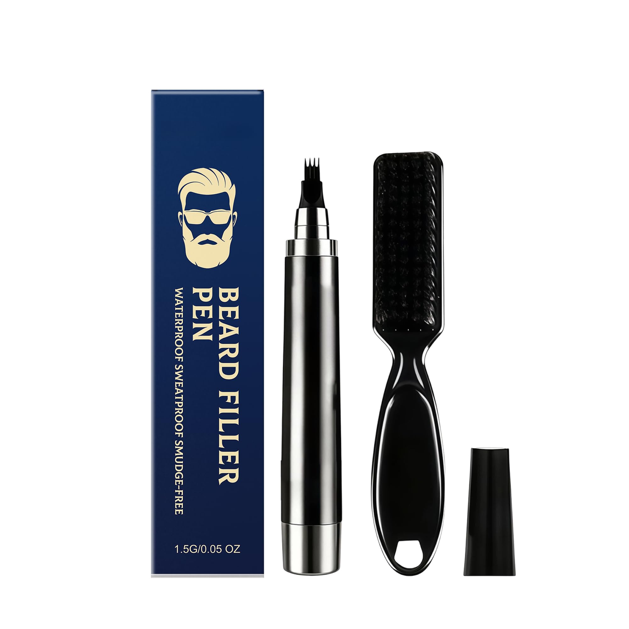 AKARY Beard Pen Filler for Men, Black Beard Pencil Filler for Men, Sweat Proof, Long Lasting Solution with Natural Finish, Male 