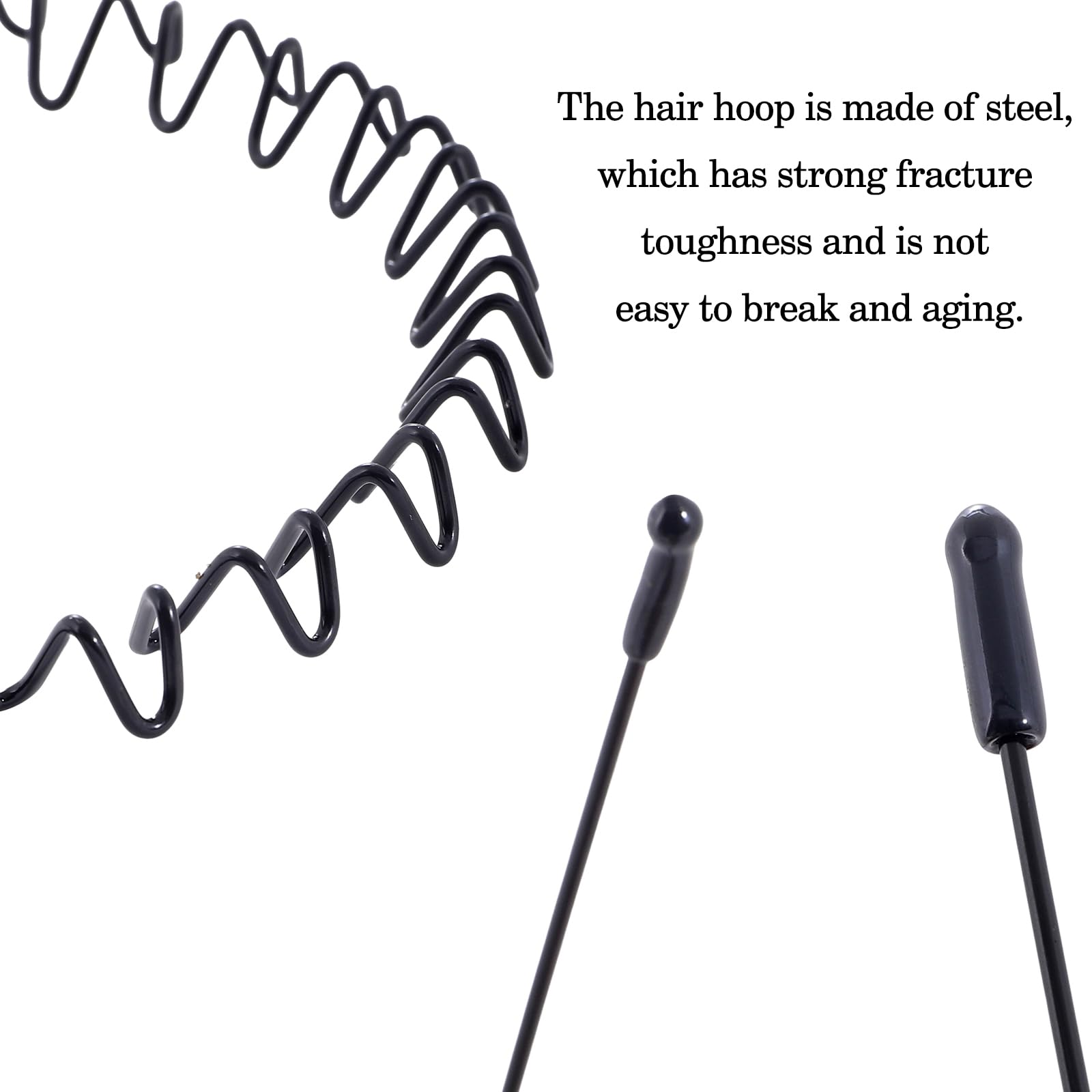 Loucent 3 Pack Metal Hair Band For Men Headband Women Hair Bands Men Unisex Black Wavy Spring Outdoor Sports Headbands For Men'S