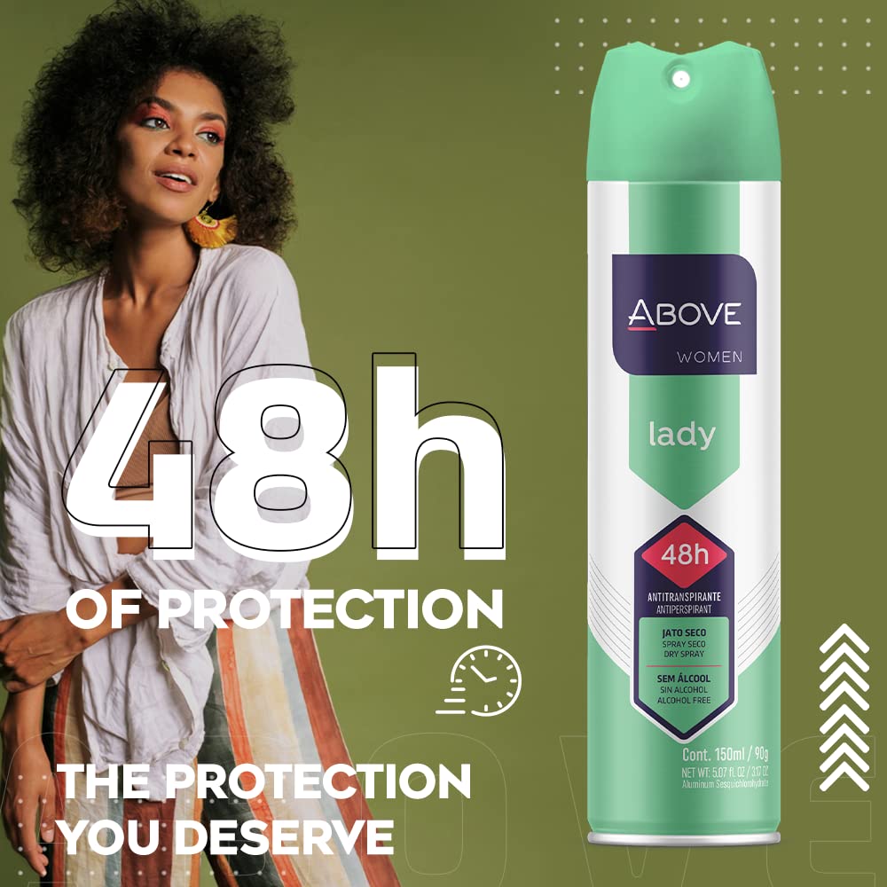 Above Lady - 48 Hours Antiperspirant Deodorant - Dry Spray For Women - Notes Of Verbena, Raspberry And Pomegranate - Protects Ag