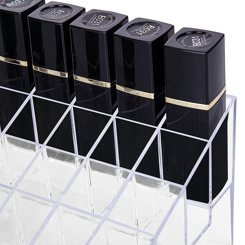 Hblife 2Pack Lipstick Holder, 40 Spaces Clear Acrylic Lipstick Organizer Display Stand Cosmetic Makeup Organizer For Lipstick, B