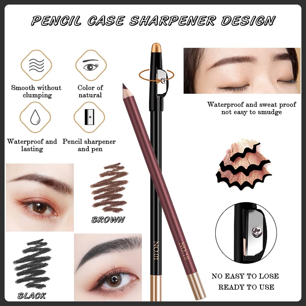 10 Pack Liquid Eyeliner Stamp Set With 8Pcs Eyeliner Stamp And 2Pcs Eyebrow Pencil, Waterproof Smudgeproof Eyeliner Long Lasting