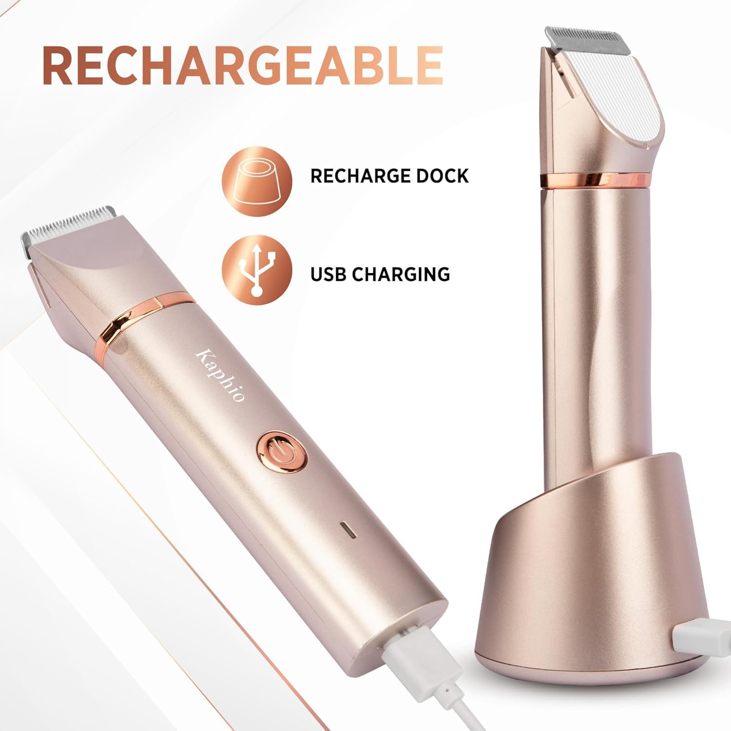 Kaphio Bikini Trimmer For Women Pubic Hair: 2 In 1 Eletctric Razors For Women - Rechargeable Eletctric Shaver For Women - Ipx7 W