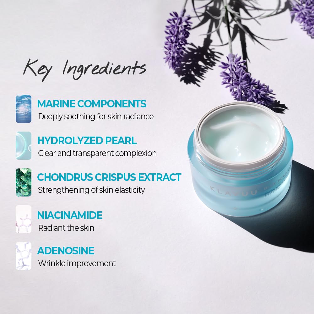 BLUE PEARLSATION ONE DAY 8 CUPS AQUA CREAM-Cooling Effect & Light Weight Texture, Hypoallergenic Soothing & Wrinkle Care Cream w