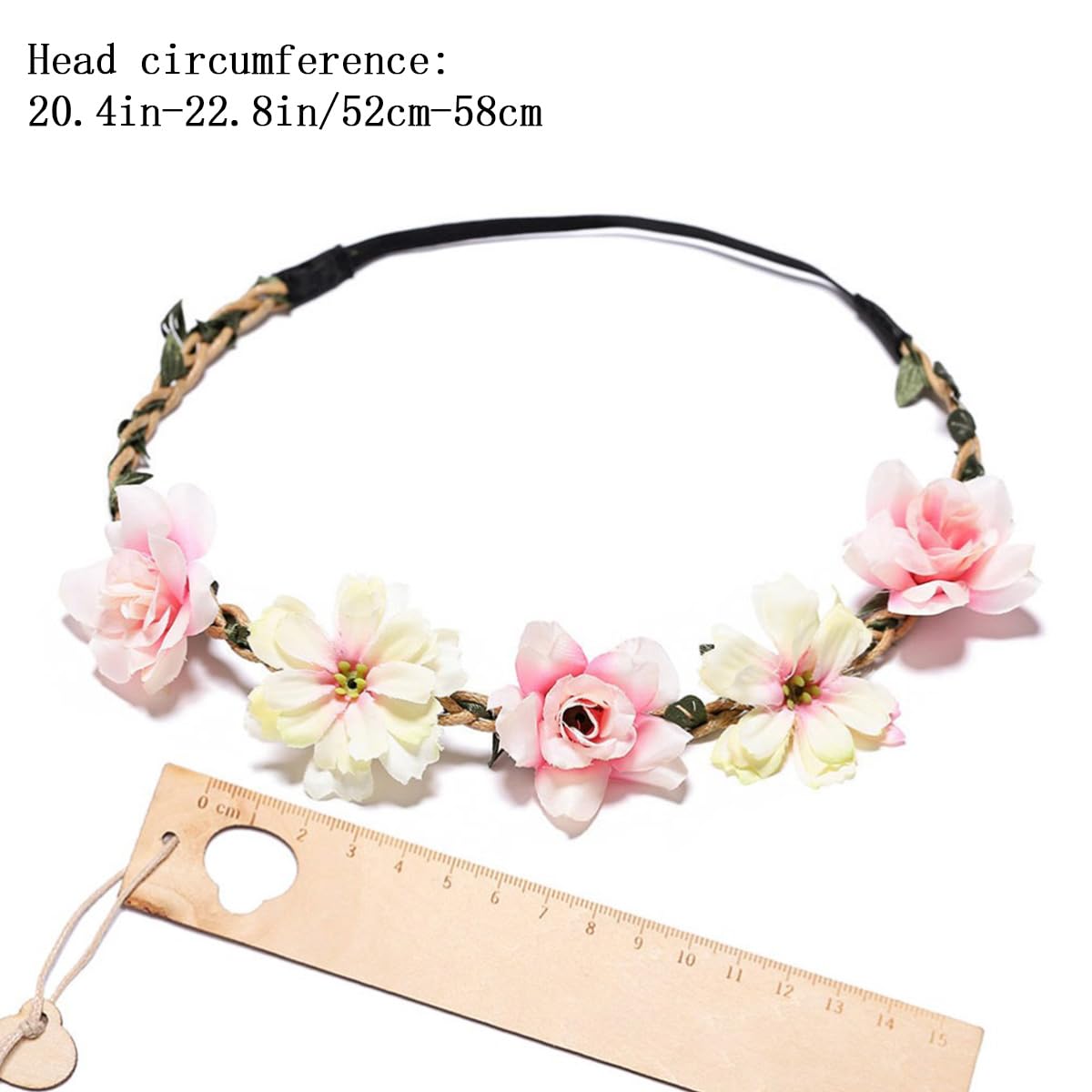 Ainvhh 4 Pcs Rose Gesang Wreath Floral Crown Headband Hair Wreath Adjustable Headpiece Halo for Bohemian Style Bride Bridesmaid