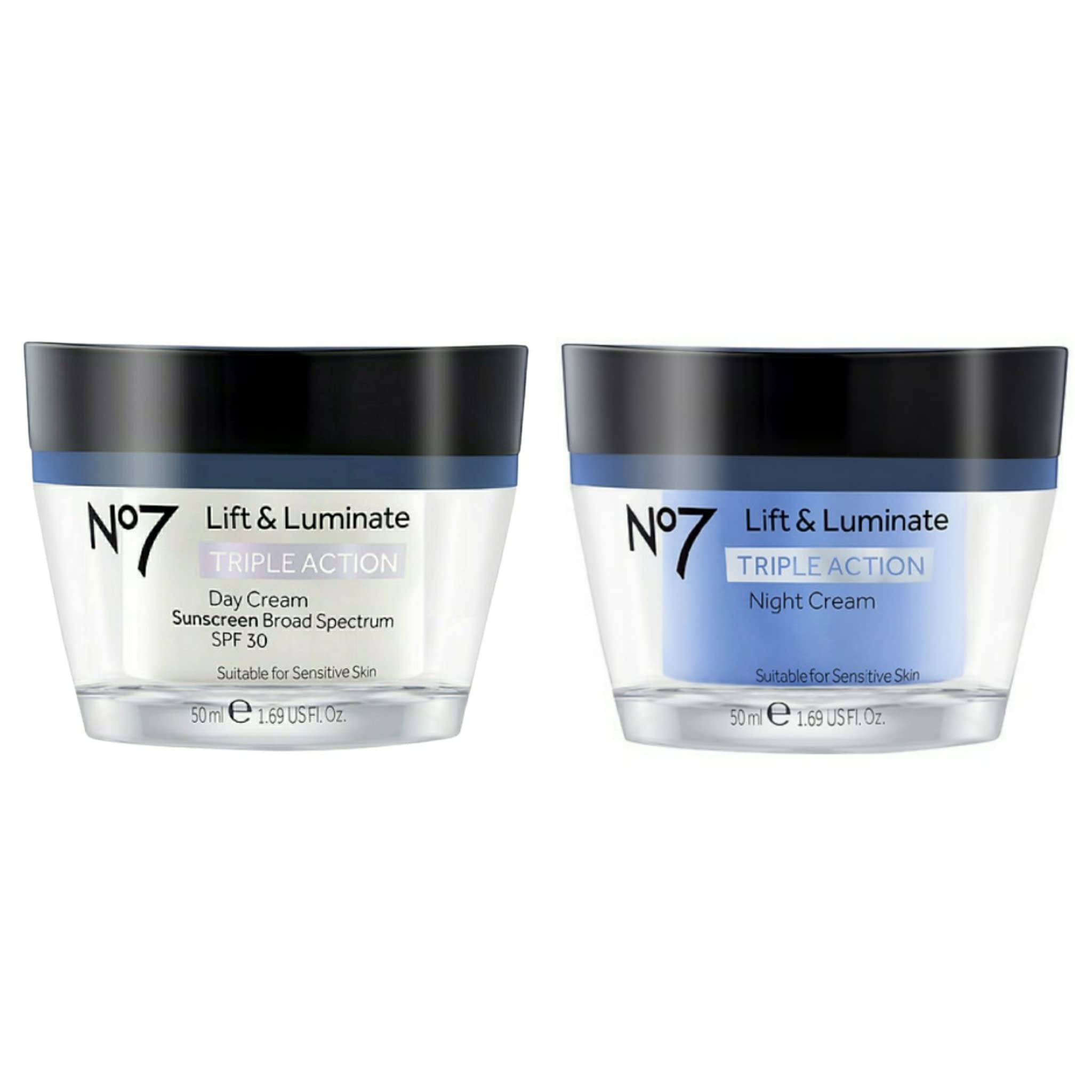 No7 Lift and Luminate Triple Action Face Cream  Day and Night Bundle  1.69 fl oz Each  Hypoallergenic Day and Night Cream by 