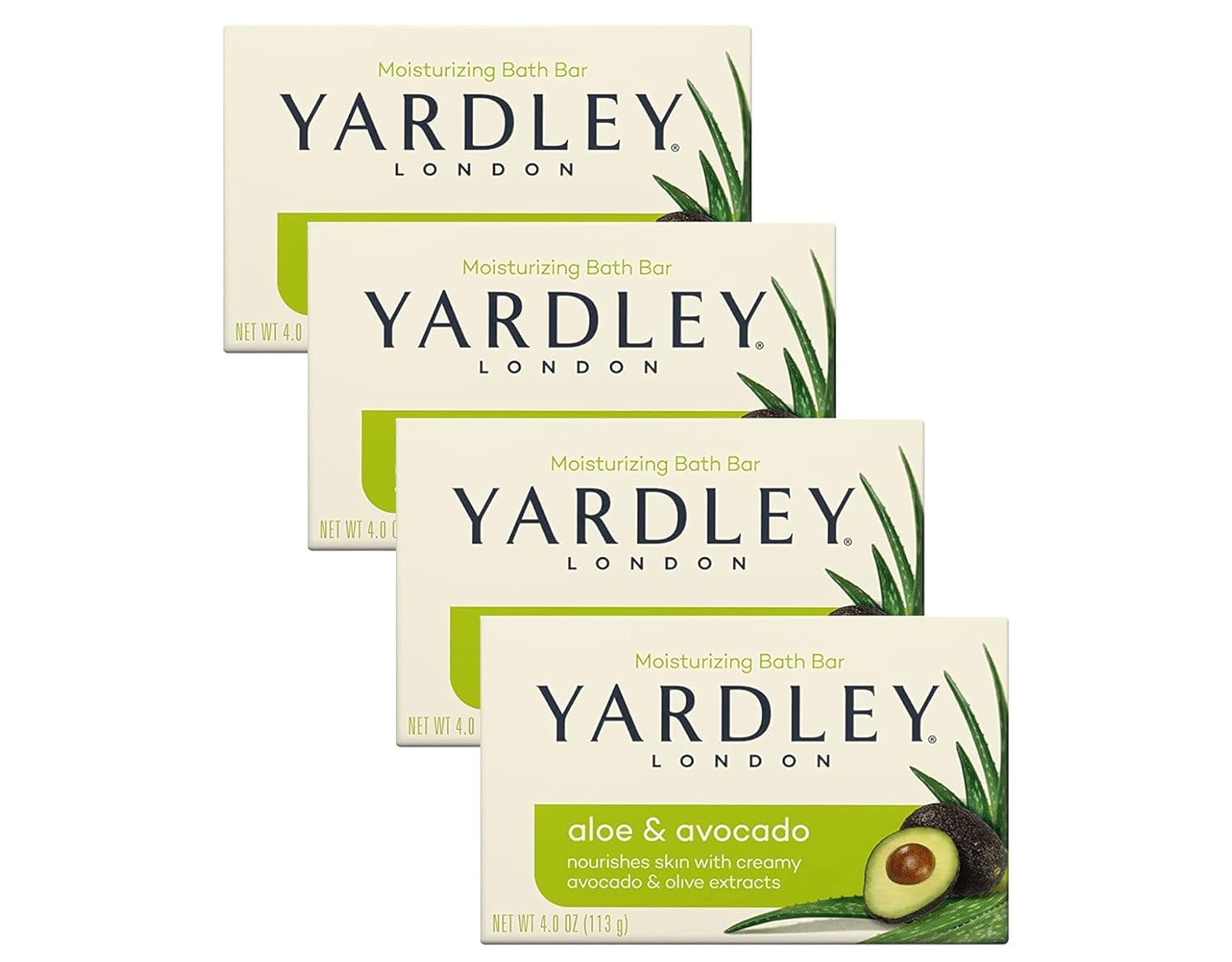Yardley London Fresh Aloe Bar - Aloe & Avocado - 4.25 Oz - 4 Ct