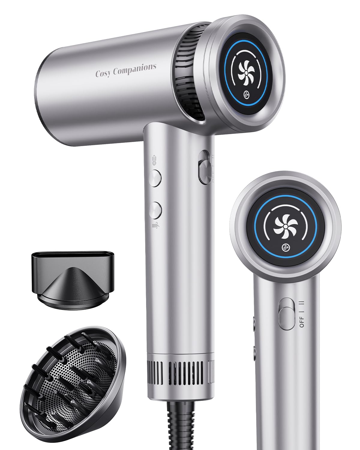 Hair Dryer With Diffuser, High-Speed 150000 Rpm For Fast Drying, Lightweight, Cool Air Button, 500 Million Negative Ionic Blow D