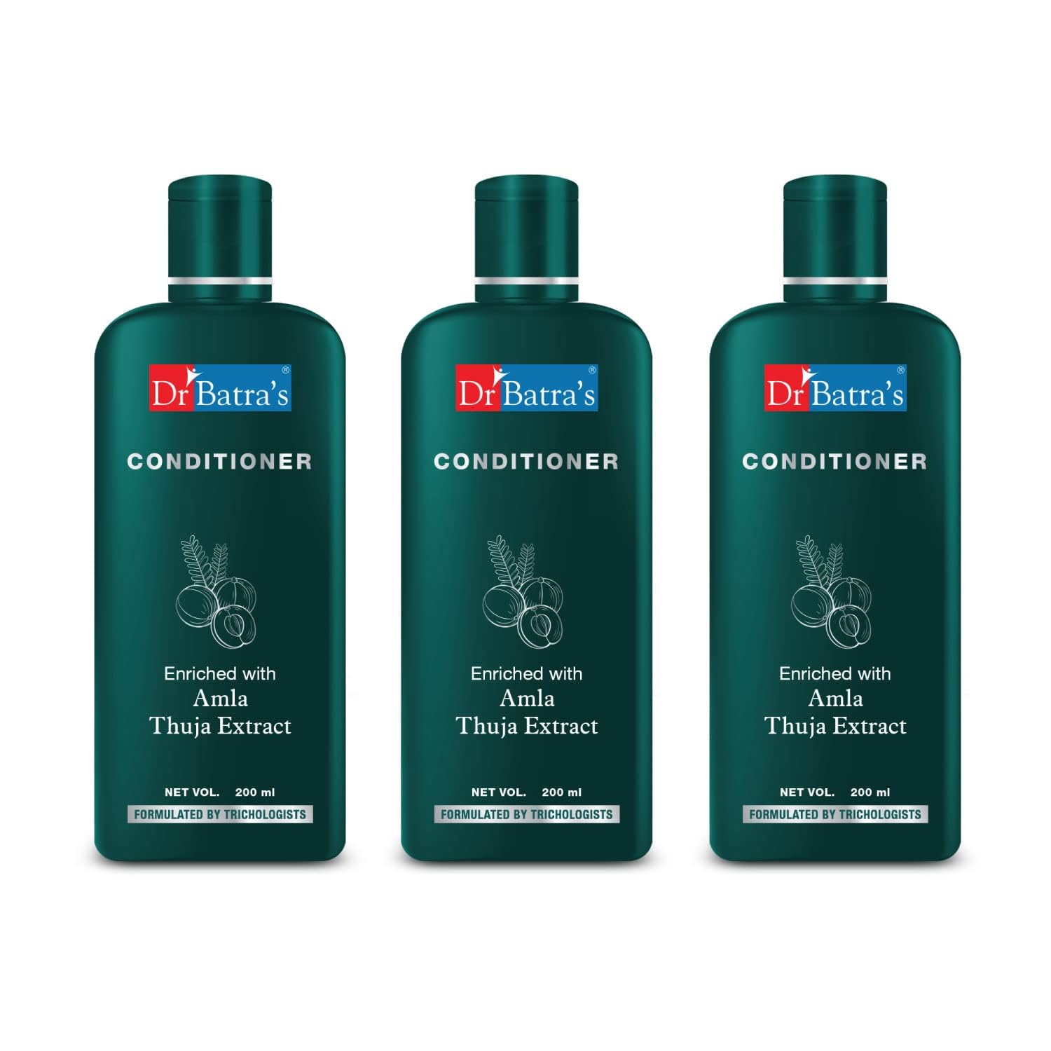 Dr BatraS Conditioner Enriched With Amla Frizz Control 200 Ml (Pack Of 3 | Smooth & Manage Frizzy Hair | Deep Nourishment With 